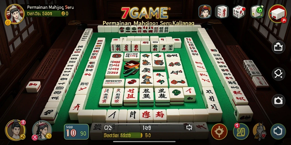 Tampilan menawan dari gameplay Mahjong di 7GAME.