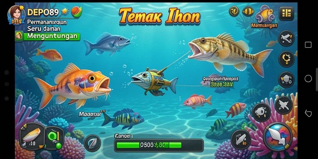 Gameplay DEPO89 yang menampilkan aksi seru menembak ikan.
