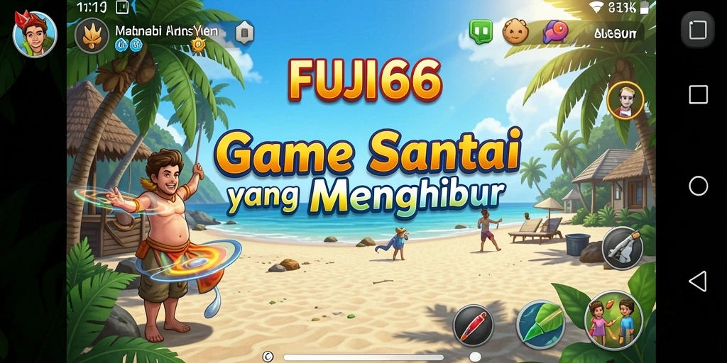 Tampilan gameplay menarik FUJI66 dengan karakter unik dan level berwarna-warni.