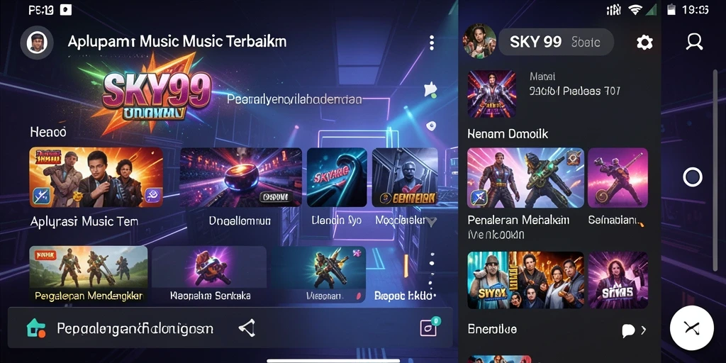 Tampilan gameplay aplikasi SKY99 menampilkan pengalaman musik yang seru.